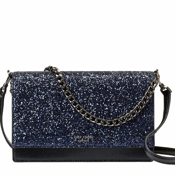 🍒NWT🍒 KATE SPADE HOLIDAY SAFFIANO GLITTER CONVERTIBLE BAG - Picture 2 of 12